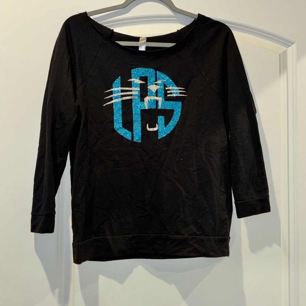 CAROLINA PANTHERS MONOGRAM OFF SHOULDER SWEATSHIRT WOMEN’S
